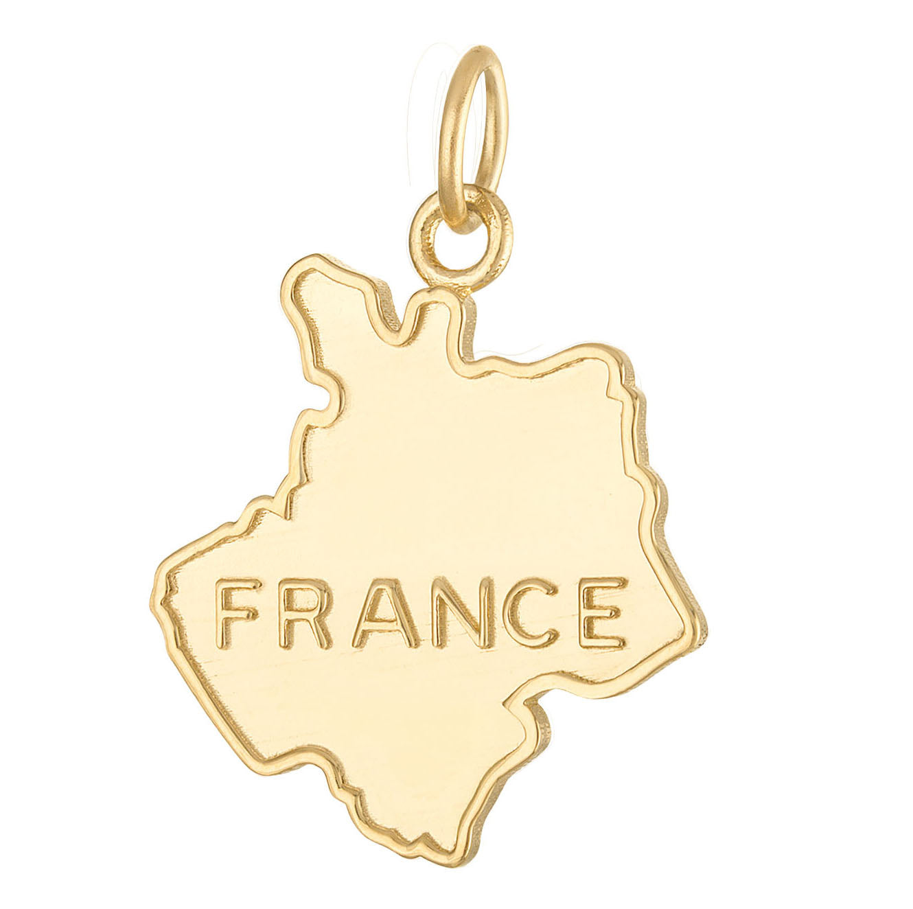 Map of France Engravable 14K Gold Charm